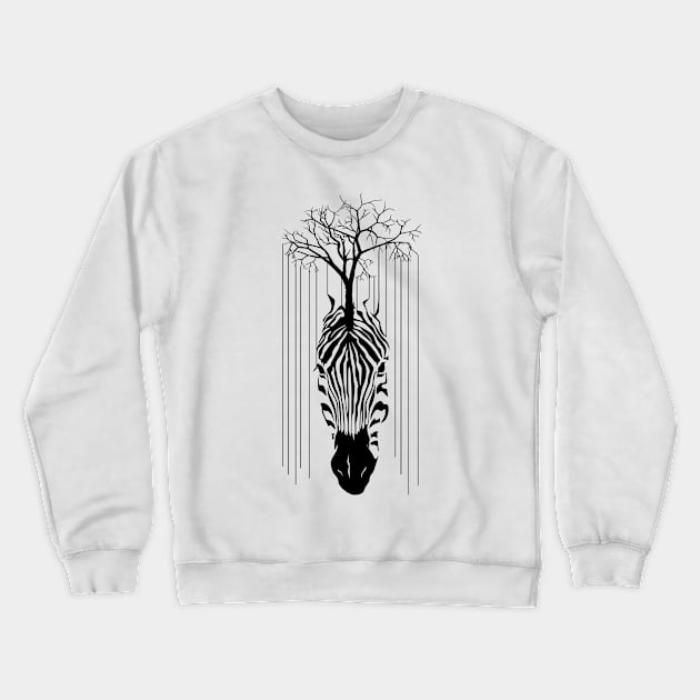 Animal Zebra Line Of tree Black and White Crewneck Sweatshirt by petterart